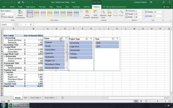 Move the slicer in the worksheet